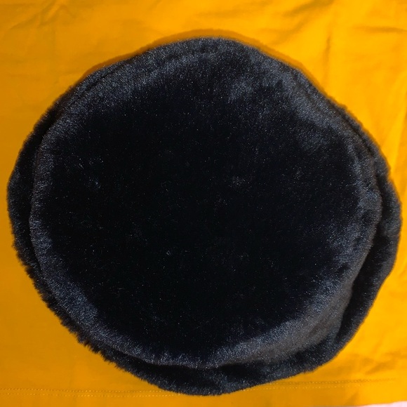 Vintage 90’s-Y2K Black Plush Faux Fur Wide Brim Bucket Hat Buttery Soft - Picture 10 of 17